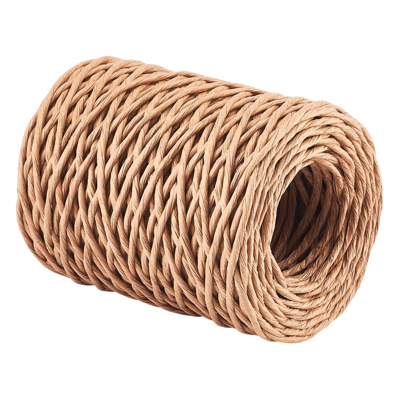 CHGCRAFT 2mm 164ft(50m) Floral Iron Bind Stem Wire Paper Wrapped Rattan Rope Rustic Paper Twine for Flower Bouquets Wedding Gift Wrap Weaving Basket Vase Christmas Decoration, Light Brown - Image 1
